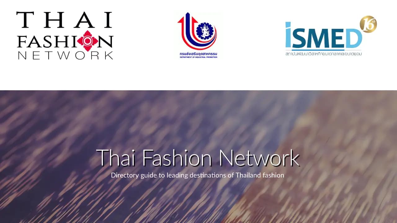 Webpage showcasing the Thai Fashion Network logo, highlighting the brand's commitment to fashion and cultural heritage.