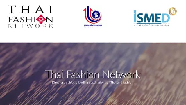 Webpage showcasing the Thai Fashion Network logo, highlighting the brand's commitment to fashion and cultural heritage.