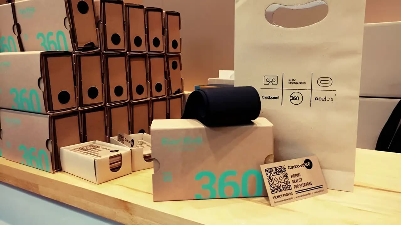 A cardboard box with a paper bag placed on top, resting on a table.